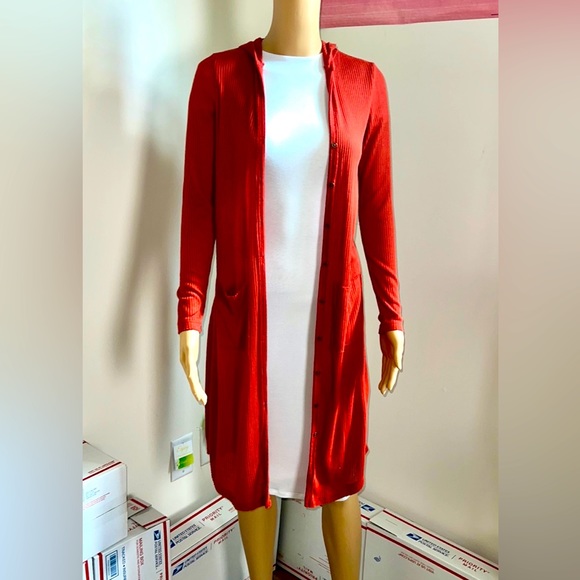 (Sold) Forever 21 hooded knee length cardigan - Picture 6 of 9